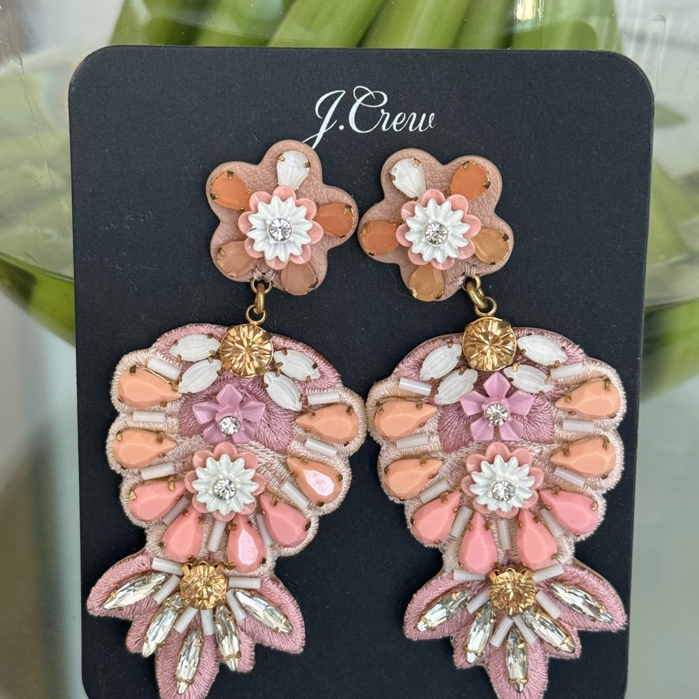 J. Crew Pink and Gold Statement Earrings